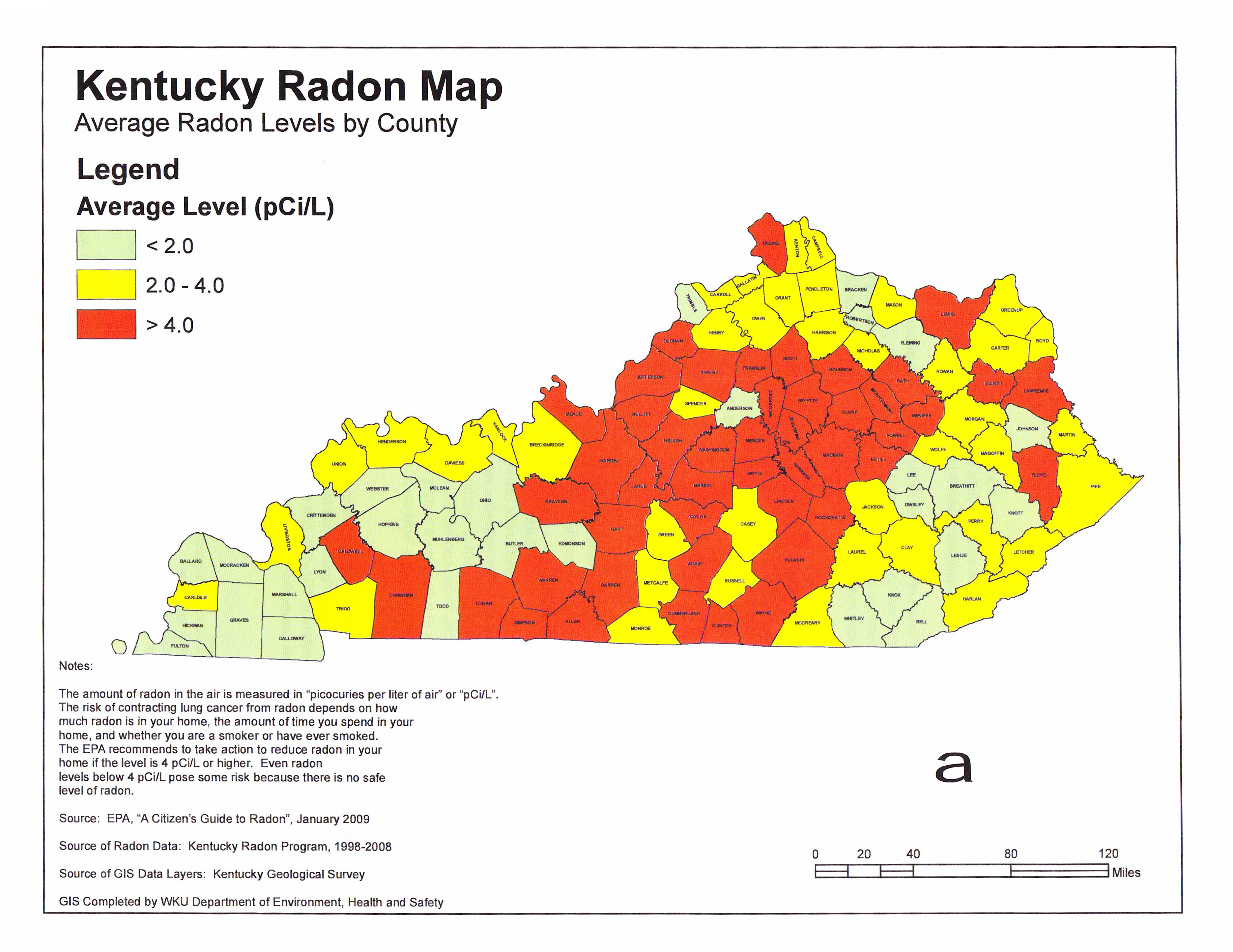 Radon Levels in Kentucky Counties