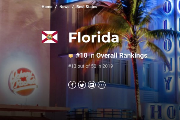 Florida Named A Top 10 State