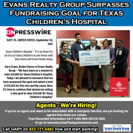 Evans Realty Group Surpasses Fundraising Goal for Texas Children’s Hospital