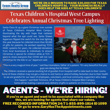 Texas Children’s Hospital West Campus Celebrates Annual Christmas Tree Lighting