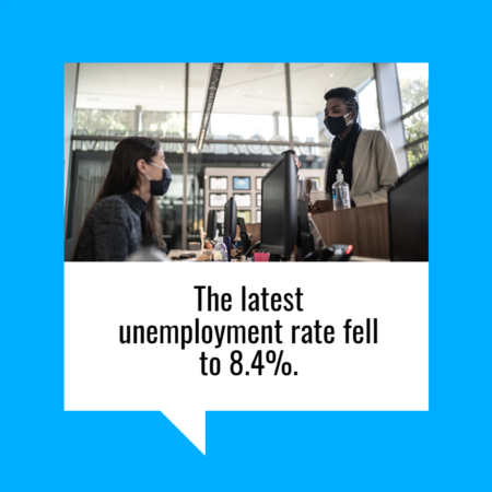 The Latest Unemployment Rate Fell to 8.4%