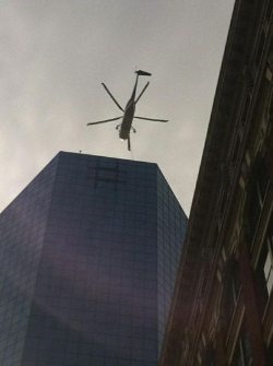 Helicopter Swoops into Downtown Lexington And Changes the City SkyLine!