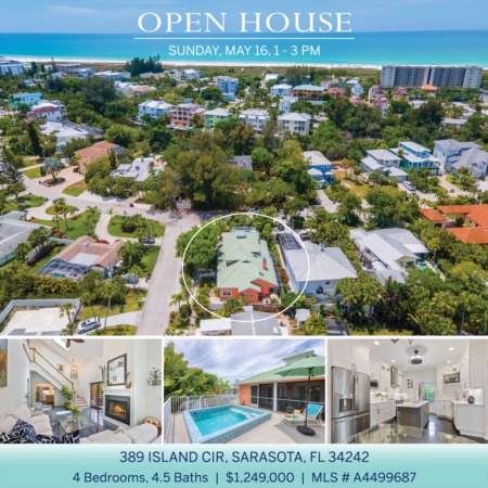 SEE IT FIRST! Newly Listed on Siesta Key and OPEN 5/16 SUNDAY 1-3 PM