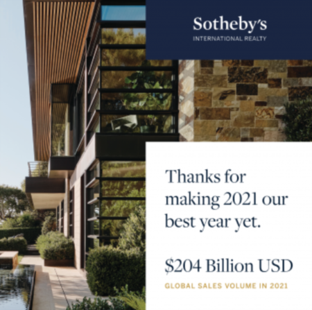 Sotheby’s International Realty Achieves Historic Year With Record $204 Billion In Global Sales Volume
