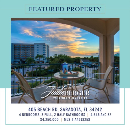 LIVE INSPIRED: Spectacular Gulf Views Directly Across from Siesta Beach