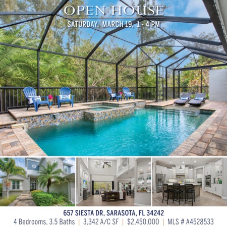 SEE IT FIRST! New Listing on Siesta Key OPEN Saturday, March 19 | 1-4 pm