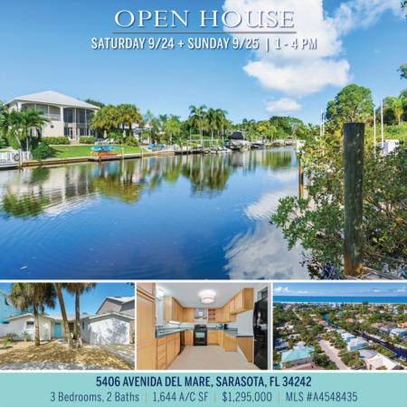 NEW LISTING: Charming Siesta Key Bungalow on Boating Water | OPEN SATURDAY 9/24 + SUNDAY 9/25 | 1-4 PM