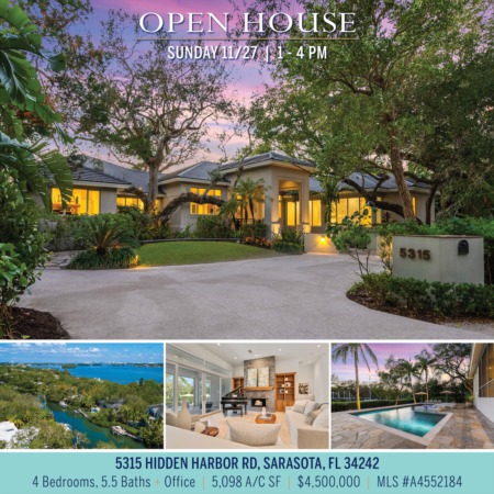 LIVE INSPIRED: Private Siesta Key Estate on Deep Sailboat Water | OPEN SUNDAY 11/27, 1-4 PM