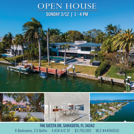 SEE IT FIRST! Open Sunday 3/12, 1-4 PM | Gated North Siesta Key Estate on Deep Sailboat Water