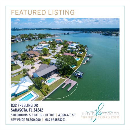 NEW PRICE: Spectacular Bay Views & Boating Water on North Siesta Key