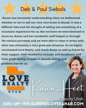 5 Star Review for Karen Heet & Love Realty Utah!