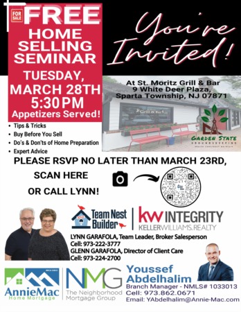 Thinking of Selling your Home? Attend our Home Sellers Seminar, Tuesday, March 28th 5:30pm at St. Moritz Grill & Bar