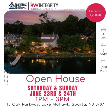 Join us Saturday 24th & Sunday 25th at LAKEFRONT Open House 1pm - 3pm Lake Mohawk, Sparta, NJ!