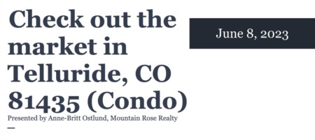 Check out the condo market in Telluride, CO 81435 (June 8, 2023)
