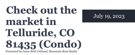 Check out the condo market in Telluride, CO 81435 (July 19, 2023)