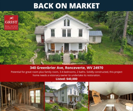 Back on Market! 340 Greenbrier Ave Ronceverte, WV 24970 Listed: $40,000