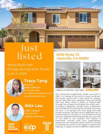 Just Listed! Vacaville Newly Built Home with Solar Power