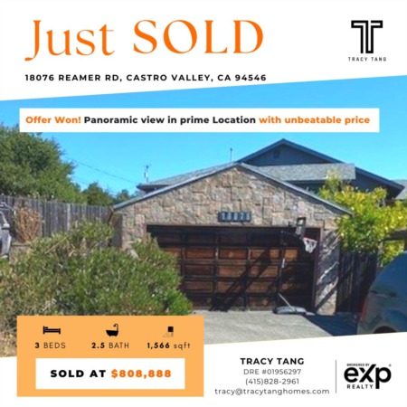 Just SOLD! A spacious cozy home on the prime hills of Castro Valley! 