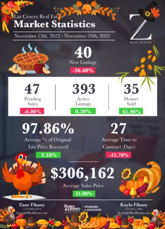  Las Cruces Real Estate | Market Stats: November 13 - 20, 2022