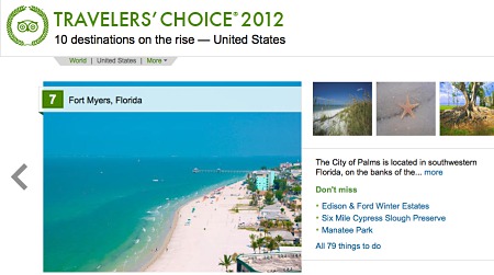Fort Myers Earns 2012 Travelers Choice Award