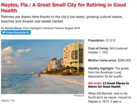 Naples Named Top City for Retirement