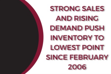 STRONG SALES AND RISING DEMAND PUSH INVENTORY TO LOWEST POINT SINCE FEBRUARY 2006