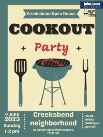 This Sunday, June 4th, 1-3 PM, come out and see us at CreeksBend. We’ll be grilling out and playing some corn hole. BUT, even better, we can get you in a brand new home for ONLY $99. That’s not a typo folks. 404 Hilltop Ct Murfreesboro, TN 37129. See y’all there!