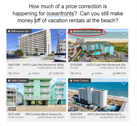 8% -- Carolina Beach NC Prices Come DOWN for Oceanfronts condos