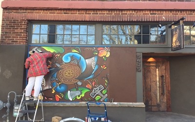 Mural painters cheer up Old Town Ballard Seattle during Covid-19 lockdown