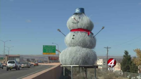 Tumbleweed Snowman Makes Debut in Albuquerque