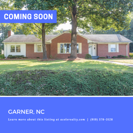 *COMING SOON* Highly sought-after spacious brick Ranch home on a corner lot in a convenient Garner location.