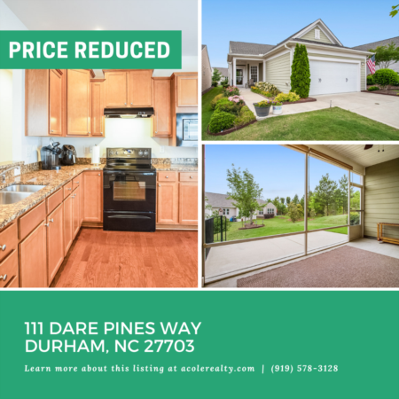 *PRICE REDUCTION* A $25,000 price adjustment has just been made on 111 Dare Pines Way, Durham!