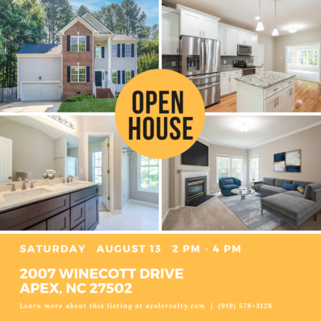 *APEX OPEN HOUSE* Saturday, August 13, 2022 from 2:00 PM - 4:00 PM