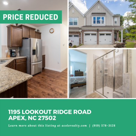 *PRICE REDUCTION*A $15,000 price adjustment has just been made on 1195 Lookout Ridge Road, Apex!