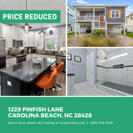 *PRICE REDUCTION* A $51,000 price adjustment has just been made on 1229 Pinfish Lane, Carolina Beach!