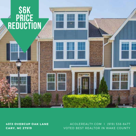 PRICE REDUCTION by $6k in Cary, NC