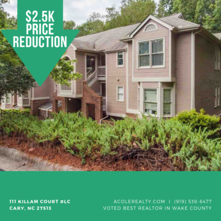 *PRICE REDUCTION* 2.5k off Cary Condo!