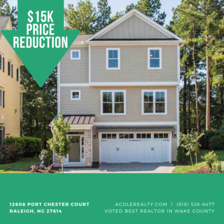 A $15,000 Price adjustment has just been made on 12608 Port Chester Court, Raleigh