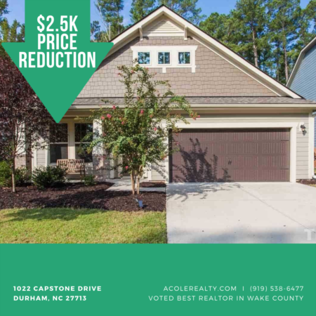 *PRICE REDUCTION* A Price adjustment has just been made on 1022 Capstone Drive, Durham!