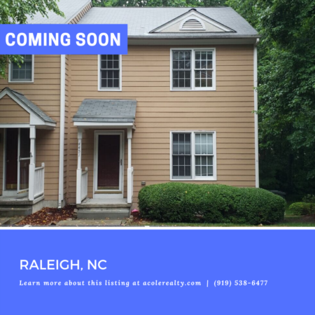 *COMING SOON* 3 Bedroom End Unit Townhome in North East Raleigh!