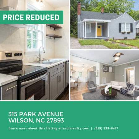 A Price adjustment has just been made on 315 Park Avenue, Wilson! 
