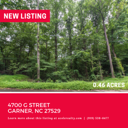 Vacant Lot in Garner! 4700 G Street, Garner: 0.46 acres