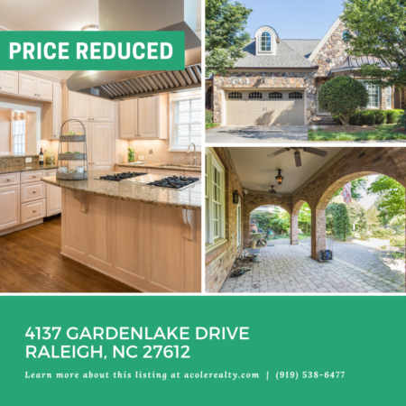 *PRICE REDUCTION* A $20,000 Price adjustment has just been made on 4137 Gardenlake Drive Raleigh, NC 27612!