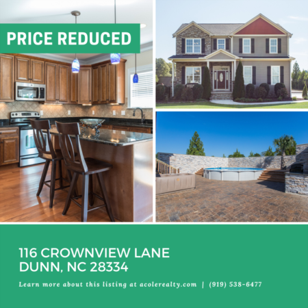 *PRICE REDUCTION* A Price adjustment has just been made on 116 Crownview Lane, Dunn!