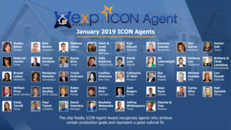 eXp Realty Announces January 2019 ICON Agents