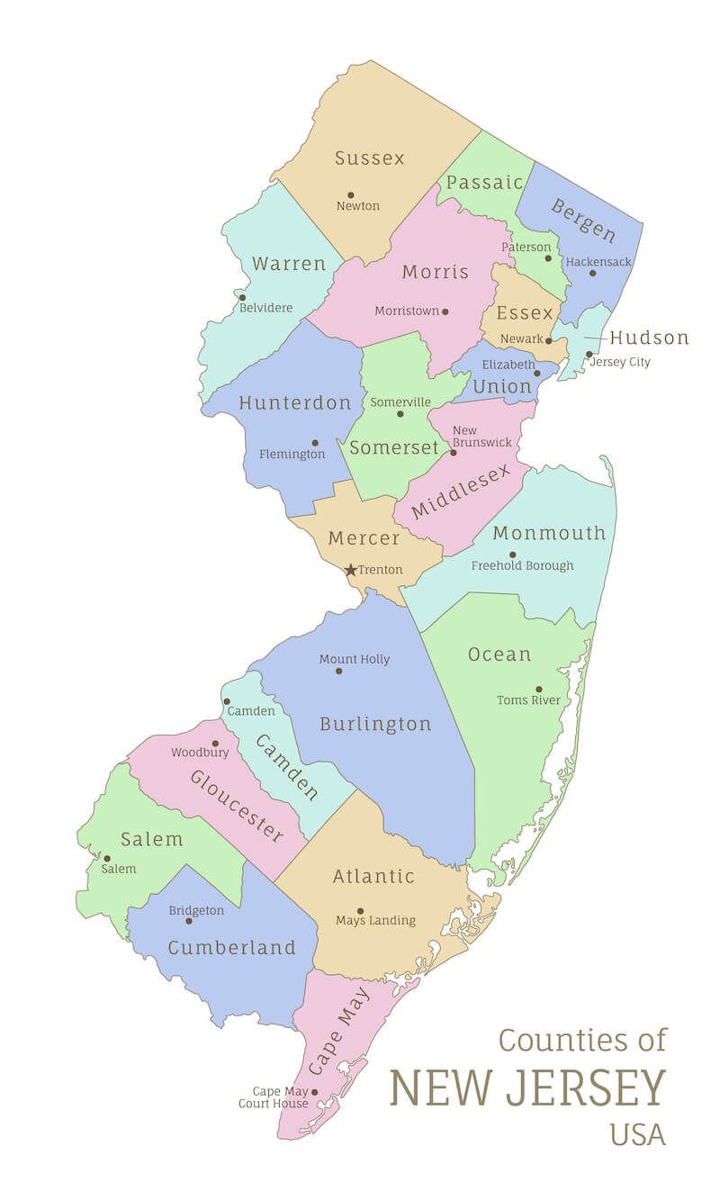 New Jersey County Map: Get to Know the 21 NJ Counties