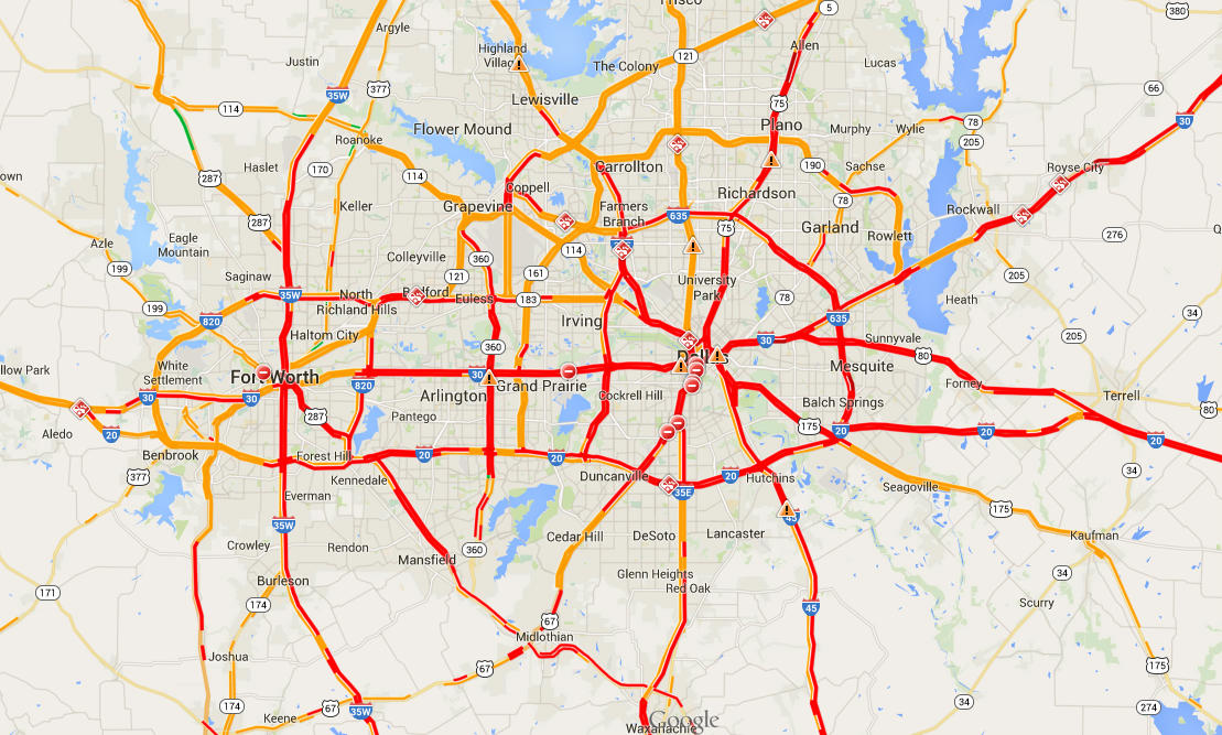 Dallas Rush Hour Traffic Map – Map Vector