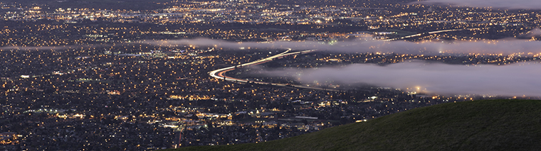 Aerial View of San Jose at Night