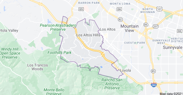 Map of Los Altos Hills Ca