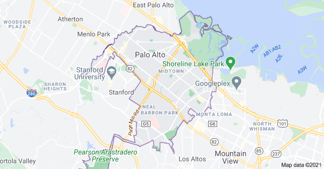 Map of Palo Alto Ca